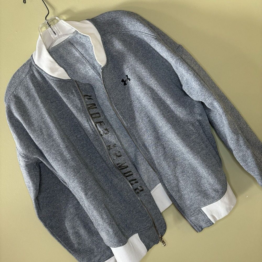 Under Armour Womens Medium‎ Grey Heathered Full Zip Up Sweatshirt Threadbourne